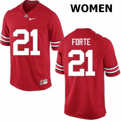 NCAA Ohio State Buckeyes Women's #21 Trevon Forte Red Nike Football College Jersey FVH0345BM